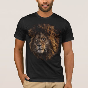 Lejon ansiktemanar grundläggande svart T-tröja T Shirt
