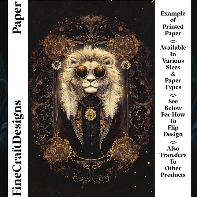 Lejon Art nouveau Guld-filigree CM5-skräpbok, Papp (Skapare uppladdad)