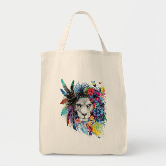 Lejon Art Teckning Tote Bag Tygkasse (Framsidan)