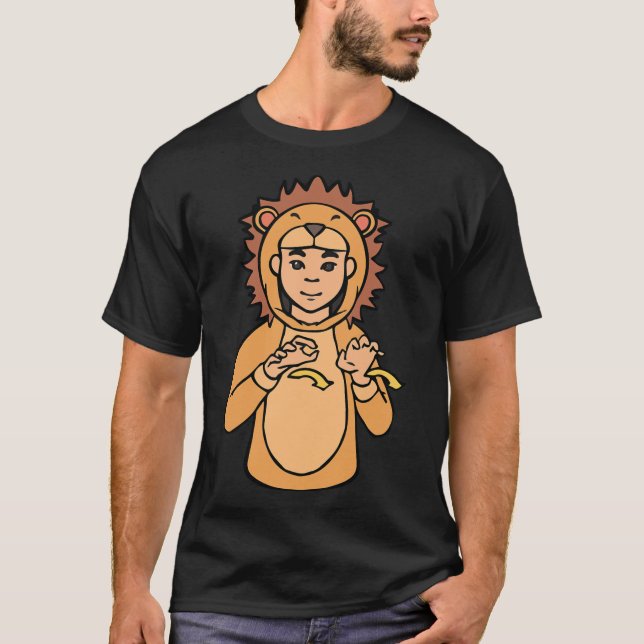 Lejon ASL Hand Gesture Döv Hearing Loss Awareness T Shirt (Framsida)