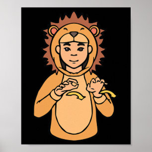 Lejon ASL Handgester Döv hörselnedsättning Medvete Poster