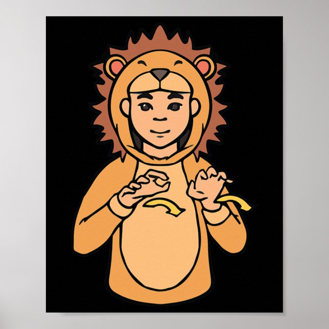 Lejon ASL Handgester Döv hörselnedsättning Medvete Poster (Framsidan)