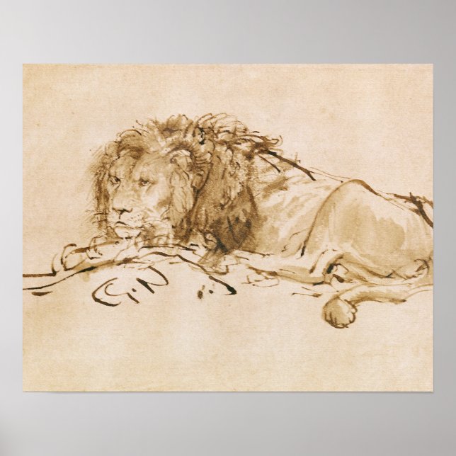Lejon återställning (penna och bläck på pappra) poster (Framsidan)