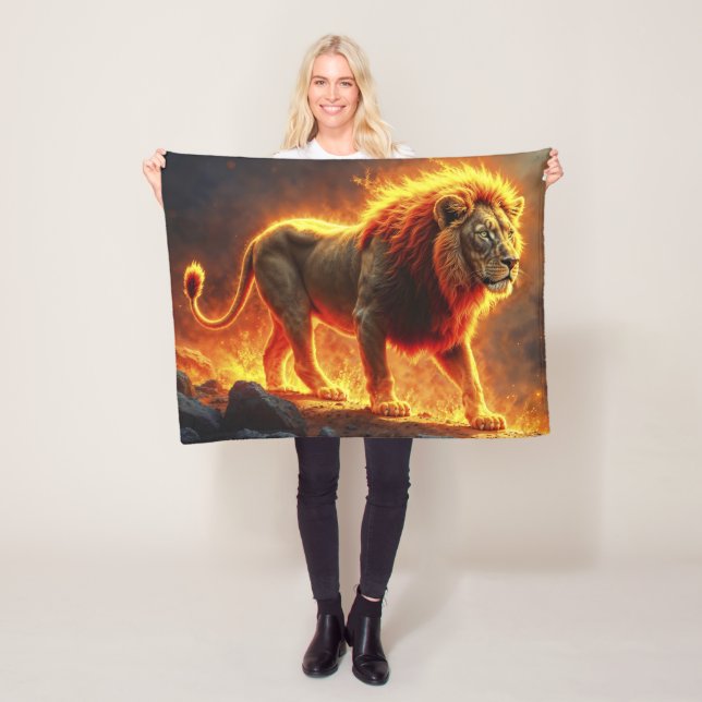 Lejon av flammor som brinner i vulkanen. fleecefilt (På plats)