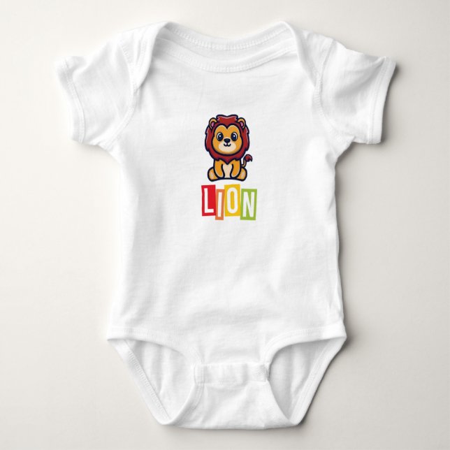 Lejon Baby Jersey Bodysuit T Shirt (Framsida)