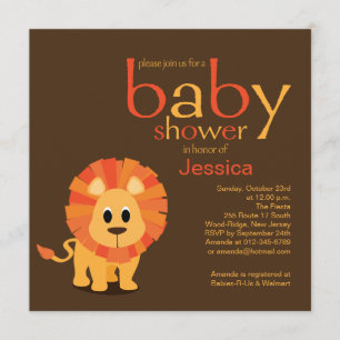 Lejon baby shower inbjudningar