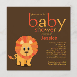 Lejon baby shower inbjudningar