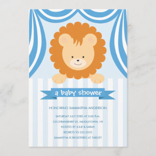 Lejon baby shower Inviation - pojke för cirkus Inbjudningar