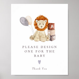 Lejon Babyshower Aktivitetsstation Skylt