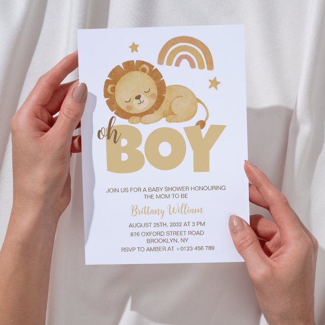 Lejon babystötare Oh Boy Safari Inbjudningar (Skapare uppladdad)