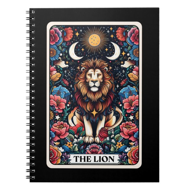 Lejon bärbar dator med Tarot Card Anteckningsbok (Framsidan)