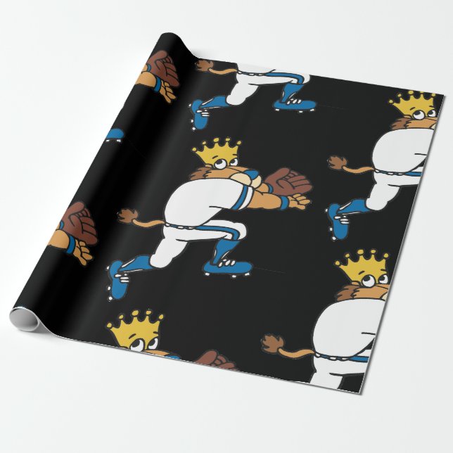 Lejon Baseball Player Wrapping Papper Presentpapper (Utrullad)