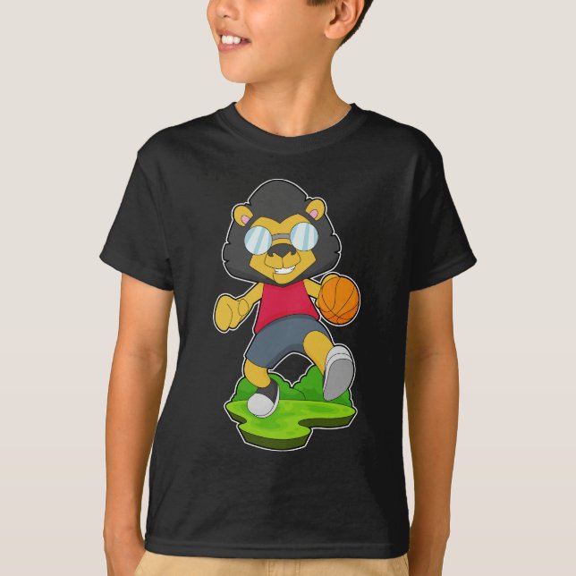 Lejon Basketspelare Basketboll T Shirt (Framsida)