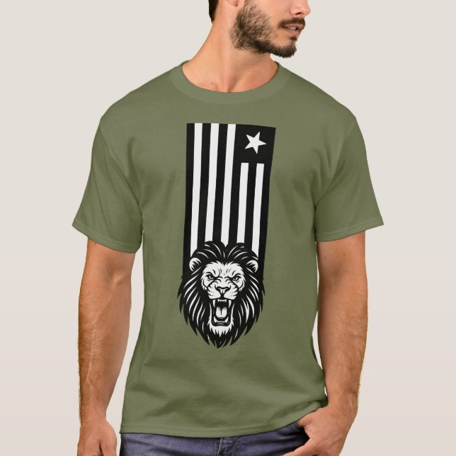 Lejon BLACK OCH VITFRIHET PATRIOT T Shirt (Framsida)