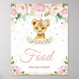 Lejon Blommigt för  Rosa Baby Shower Food Tabletop Poster