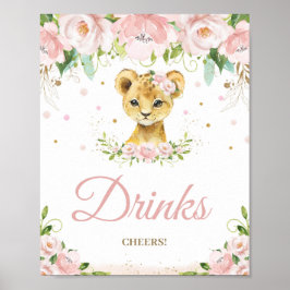 Lejon Blommigt för  Rosa, babyskor Drinks Chef Poster