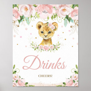 Lejon Blommigt för  Rosa, babyskor Drinks Chef Poster