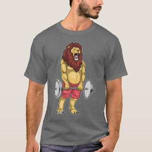 Lejon Bodybuilder Hantel Kroppsbyggande T Shirt