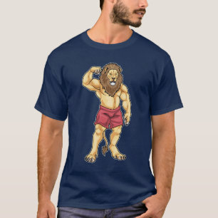 Lejon Bodybuilder Kroppsbyggande T Shirt