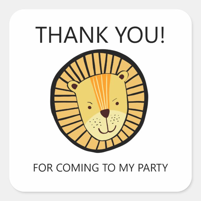 Lejon Boys-Födelsedagsfest Fyrkantigt Klistermärke (Framsida)