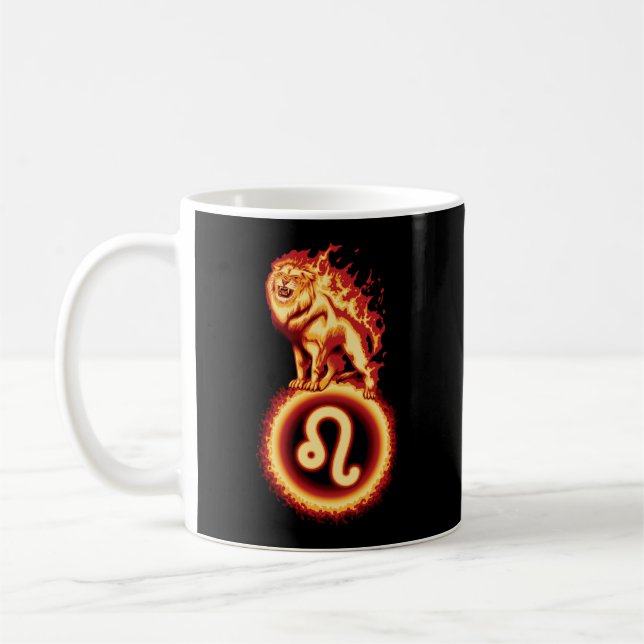 Lejon brandsymbol - Leo Zodiac-tecken Kaffemugg (Vänster)