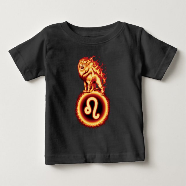Lejon brandsymbol - Leo Zodiac-tecken T Shirt (Framsida)