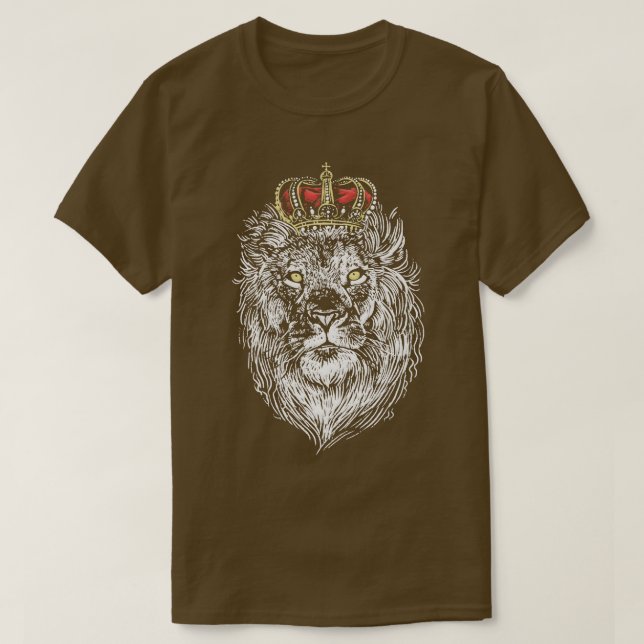 Lejon chef med Golden Krona Big Cat Älskare Wildli T Shirt (Design framsida)