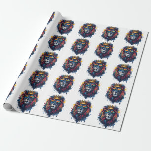 Lejon chef med solglasögon och Krona Presentpapper