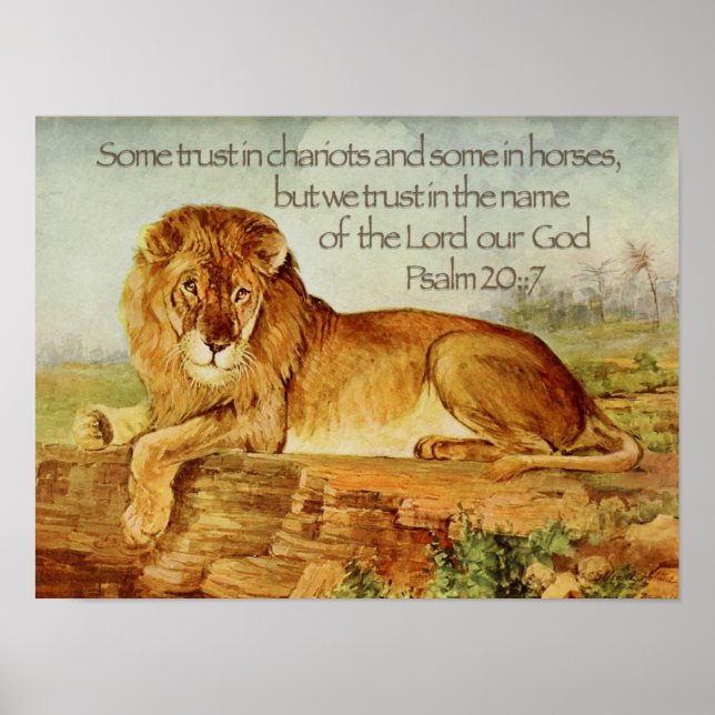Lejon Christian Bible Verse Trust i Lord Poster (Framsidan)