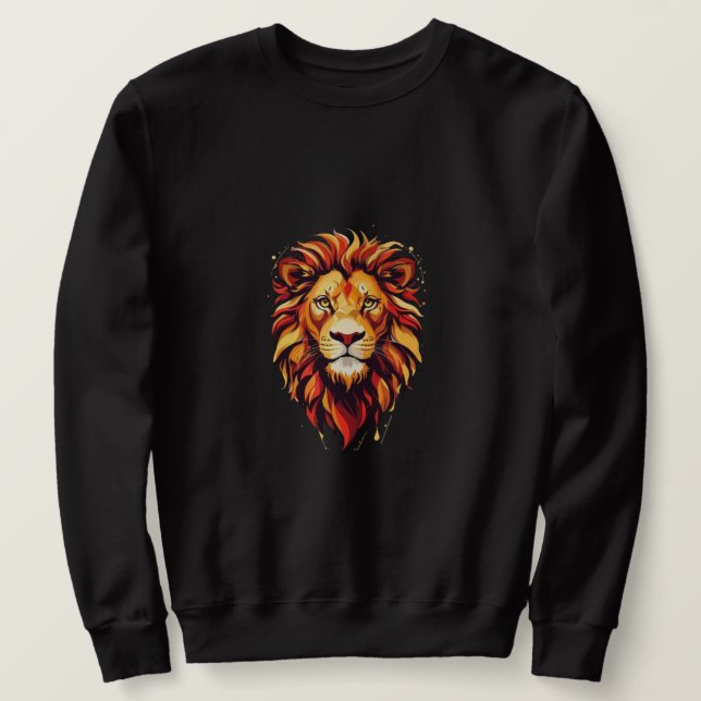 Lejon coola lång ärmad tröja (Design framsida)