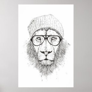 Lejon coola (svartvitt) poster