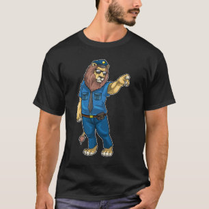 Lejon Cop Solglasögon Polis T Shirt