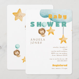 Lejon Cute Boy Baby Shower Inbjudningar