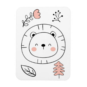 Lejon Cute Lejonare Hand plockade Magnet