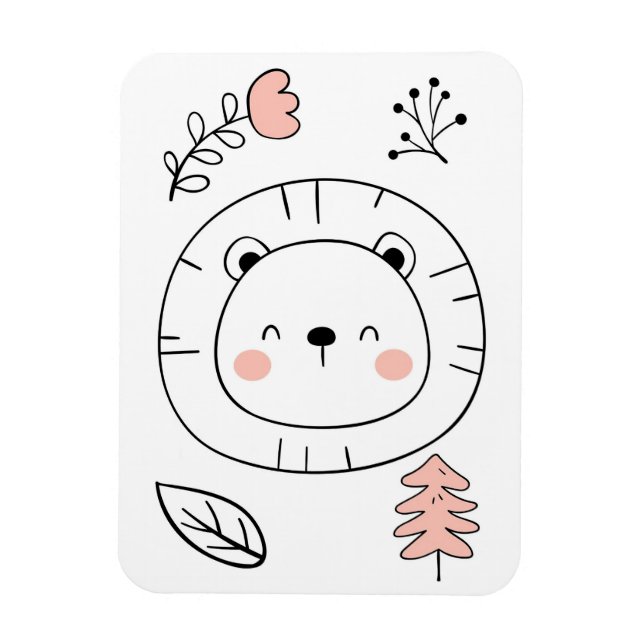 Lejon Cute Lejonare Hand plockade Magnet (Vertikal)