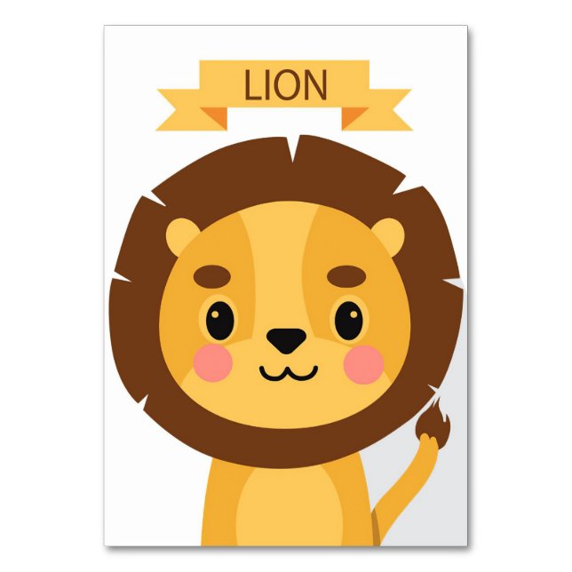 Lejon Cute Lejonare Porträtt Bordsnummer (Framsidan)