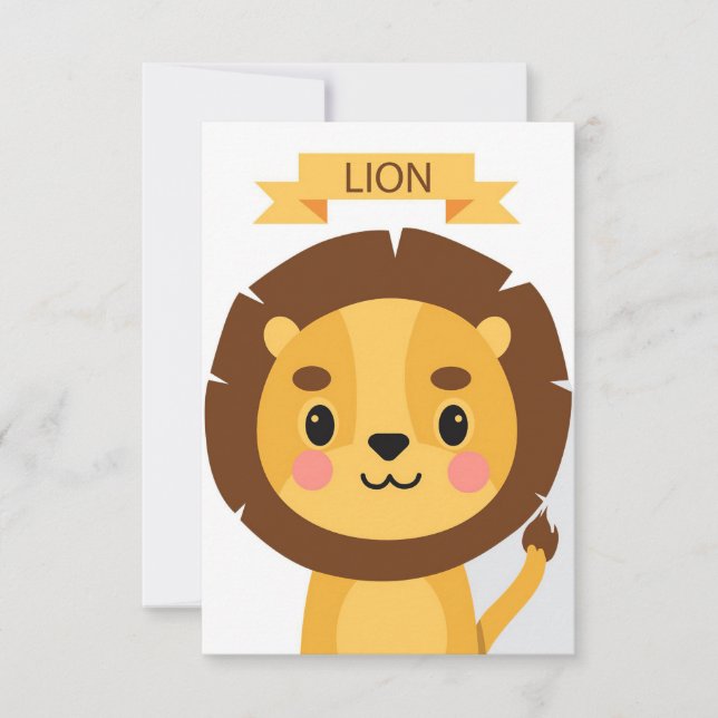 Lejon Cute Lejonare Porträtt Tack Kort (Framsida)