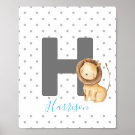 Lejon Cute Personlig Anpassningsbar Baby Namn Nurs Poster
