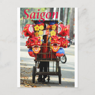 Lejon dans i Saigon Vietnam Gott nytt år Vykort