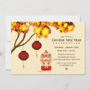 Lejon dansare för kinesiska nyår Råtta Inbjudningar