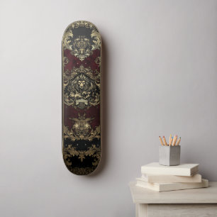 Lejon design för Ornate Guld Mini Skateboard Bräda 18,5 Cm