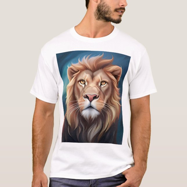 Lejon Digital Art Porträtt-56556 T Shirt (Framsida)