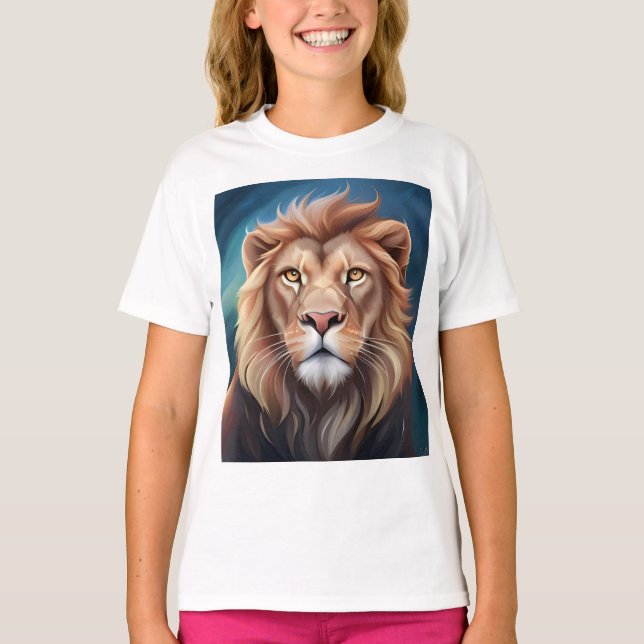 Lejon Digital Art Porträtt-56556 T Shirt (Framsida)