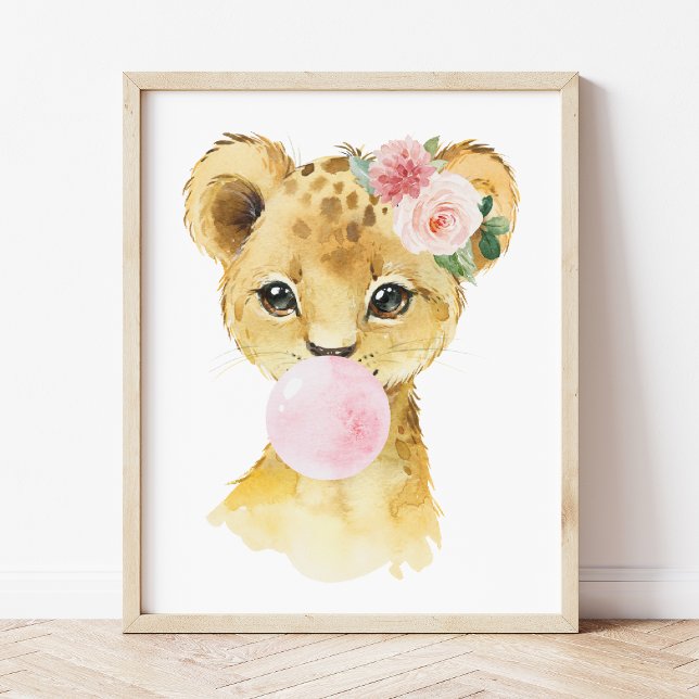 Lejon, Djungel Safari, Rosa Tuggummi, Flickrum Poster (Skapare uppladdad)