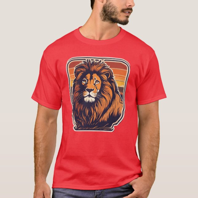 Lejon Djur Safari Lejon present T Shirt (Framsida)