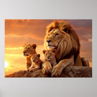 Lejon djurart Majestic Wilderness Poster
