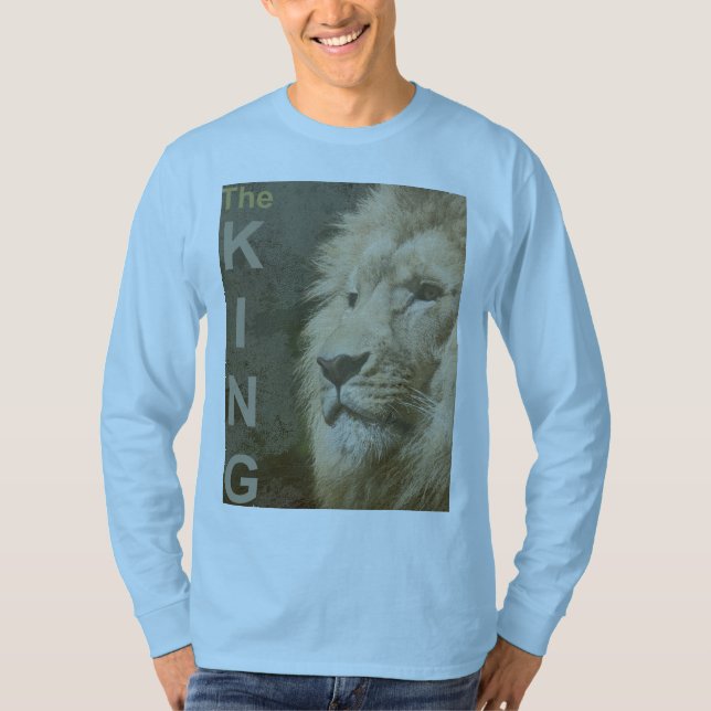 Lejon djurhuvud Manar Light Blue Långärmad T Shirt (Framsida)
