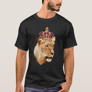 Lejon drottning Big Cat Crowed Lioness Family T Shirt