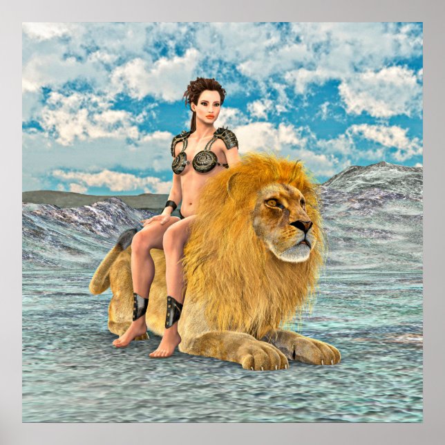 Lejon Drottning Fantasi Poster (Framsidan)