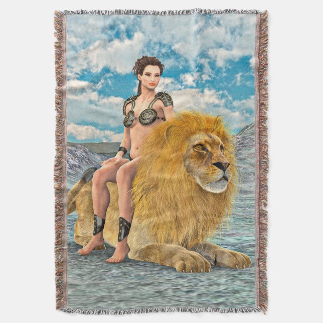 Lejon Drottning Fantasy Filt (Framsidan Vertikal)